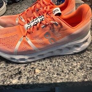 On Running Men's Athletic Shoes in Bright Orange with White Sole